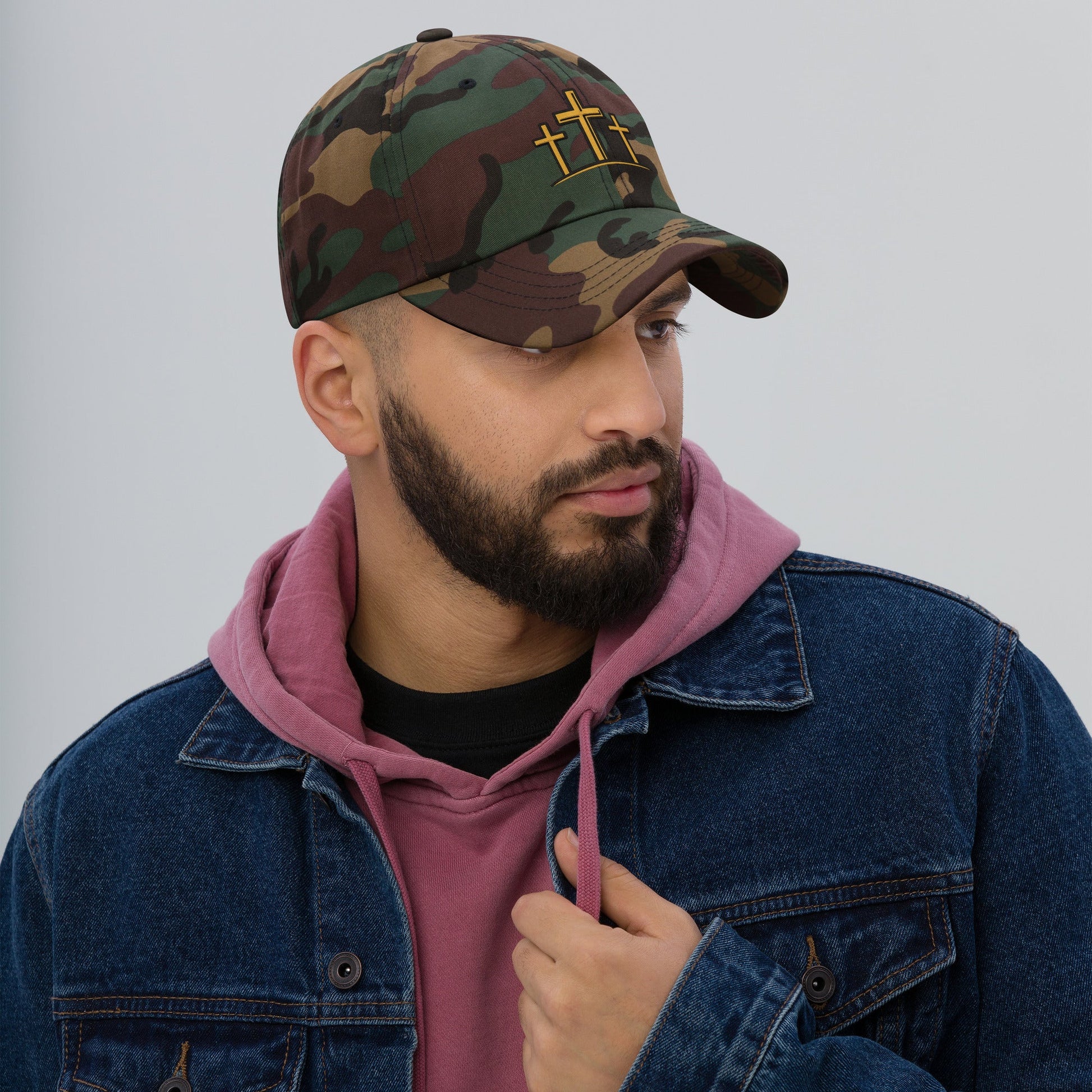 Three crosses Christian faith dad hat – mens embroidered faith based cap Forged By Faith