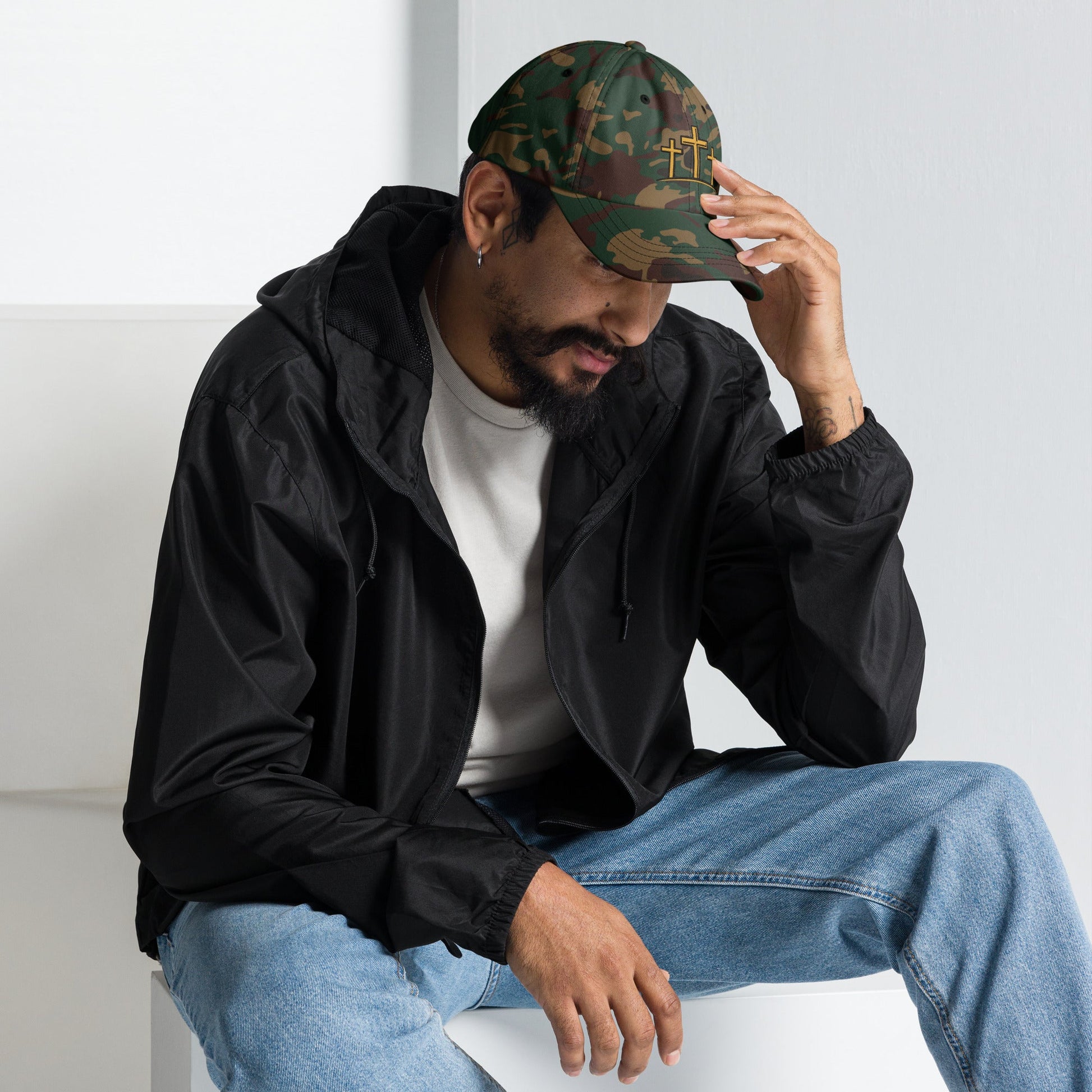 Three crosses Christian faith dad hat – mens embroidered faith based cap Forged By Faith