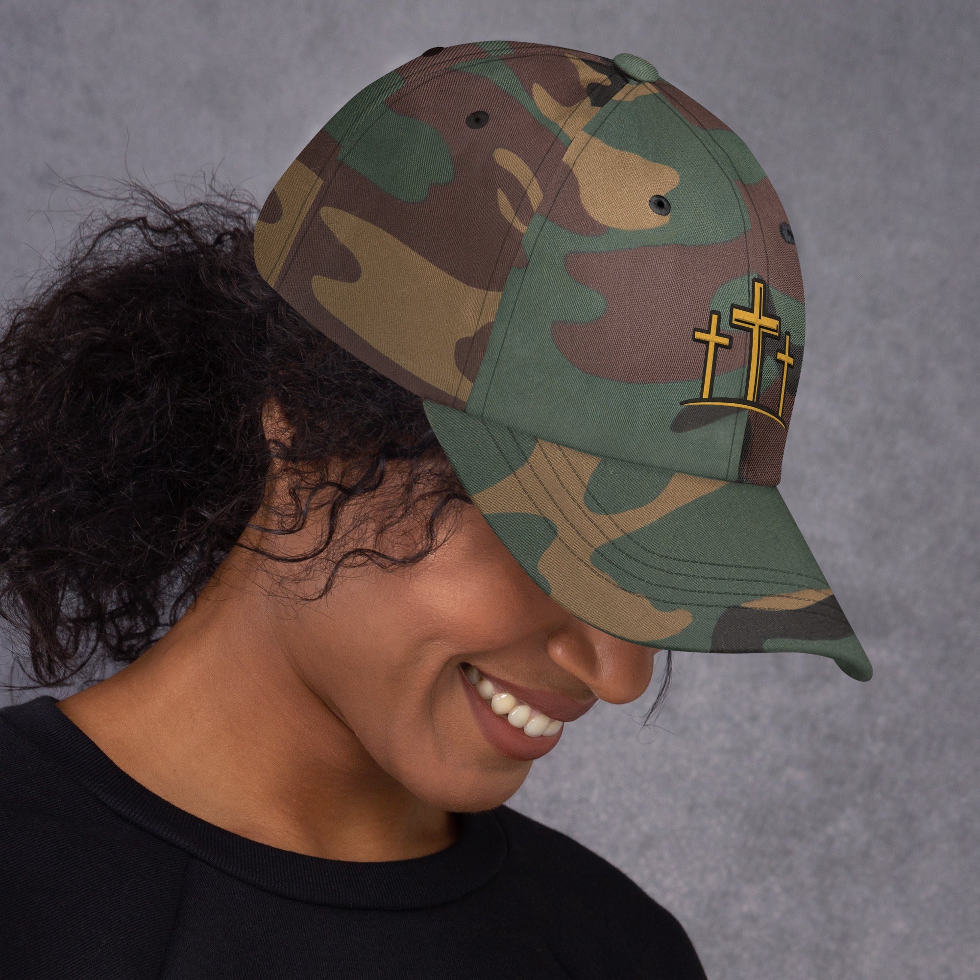 Three crosses Christian faith dad hat – mens embroidered faith based cap Forged By Faith